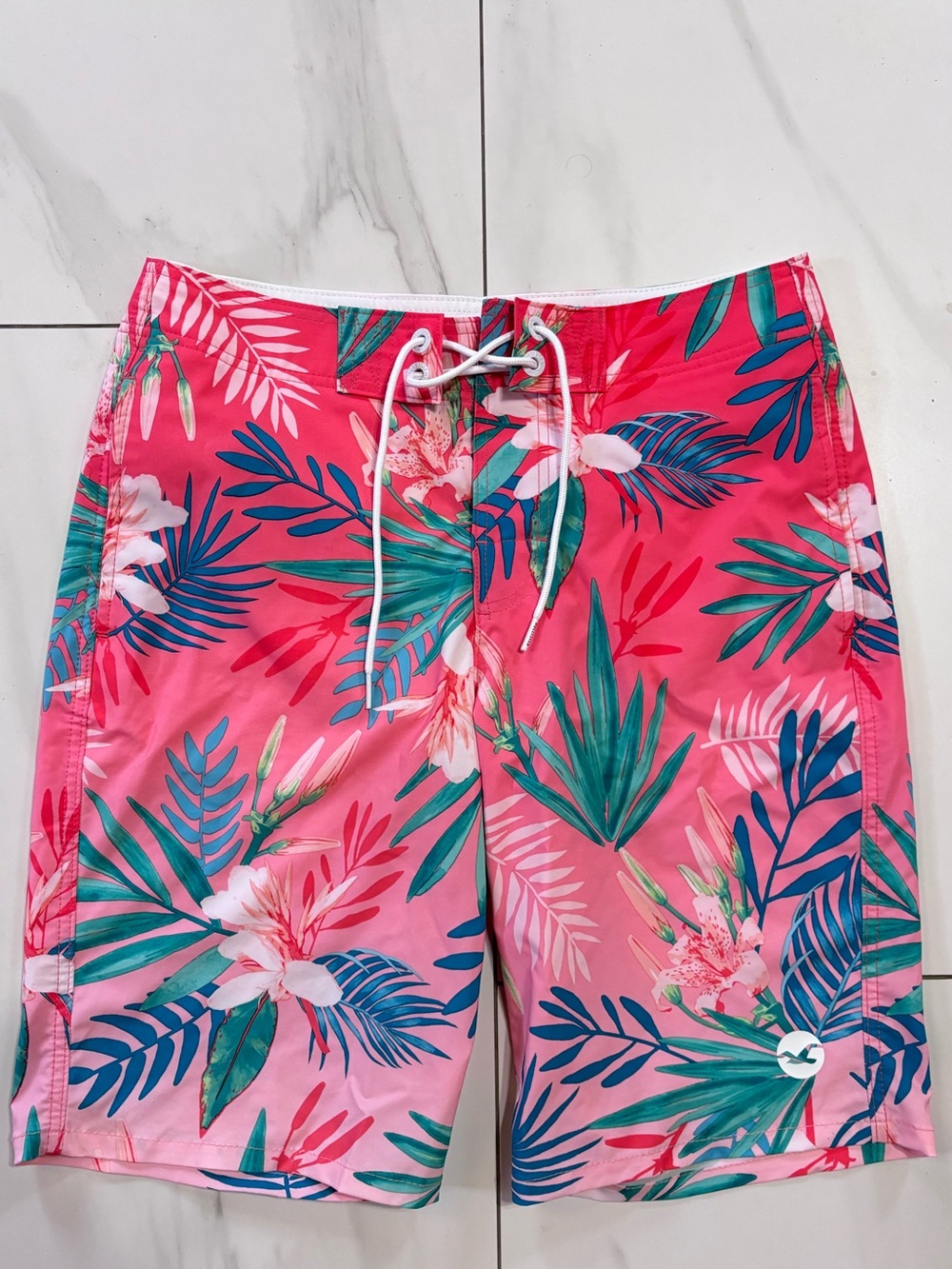 Hollister California Pink Floral Epic Flex Stretch Swim Shorts sz 30 never worn!